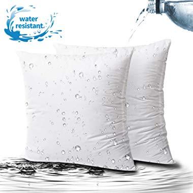 18 x 18 Outdoor Pillow Inserts Set of 4 Water Resistant Throw Pillow Inserts Premium Hypoallergenic Pillow Insert, White