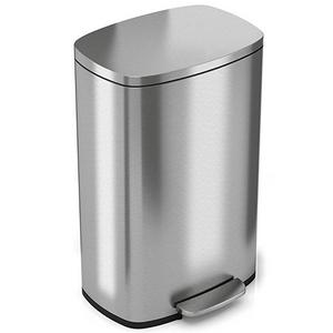 iTouchless SoftStep 13.2 Gallon Stainless Steel Step Trash Can, 50 Liter Pedal Kitchen Trash Can, Odor Control System, Removable Inner Bucket
