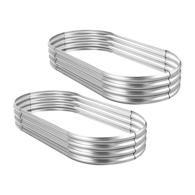 Land Guard 2Pcs Galvanized Raised Garden Bed Kit, 10×4×1ft Galvanized Planter Raised Garden Boxes Outdoor, Oval Large Metal Raised Garden Beds for Vegetables…………