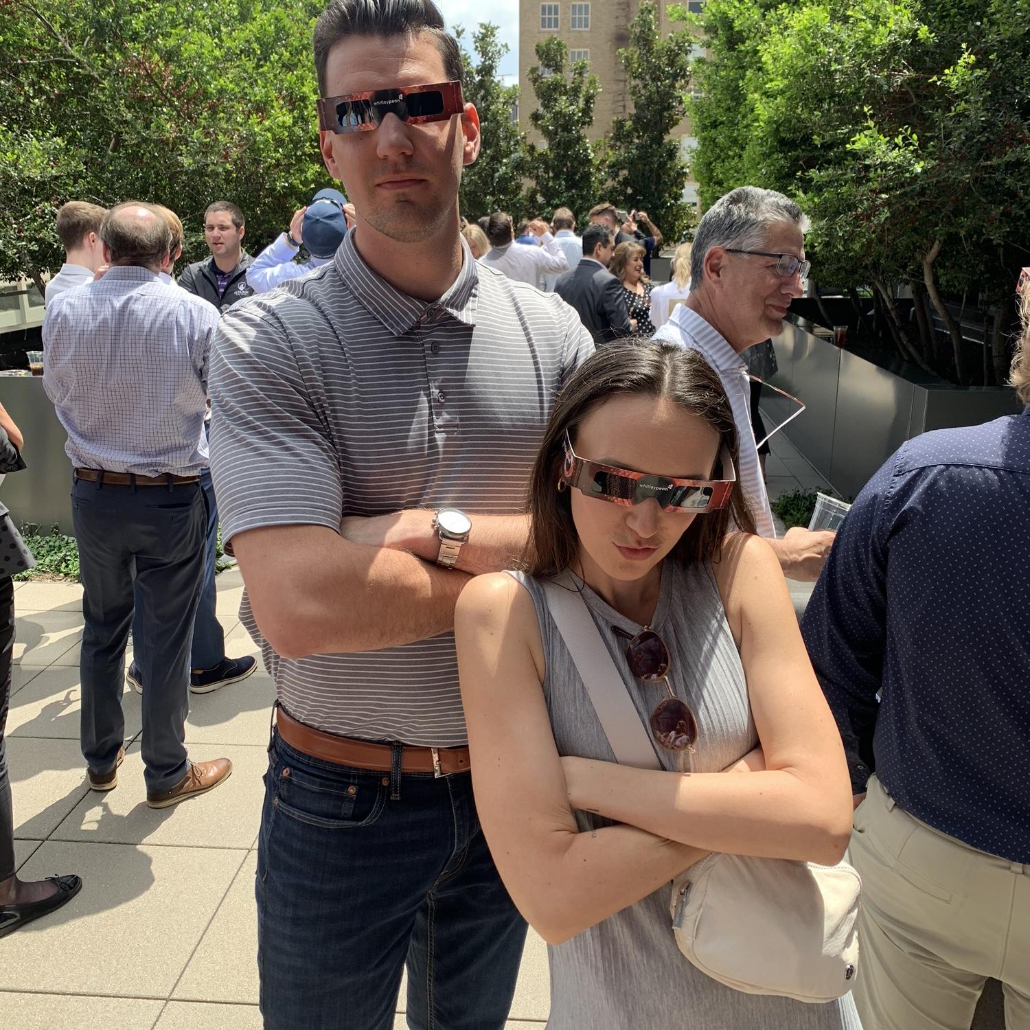 Looking tough in our solar eclipse glasses