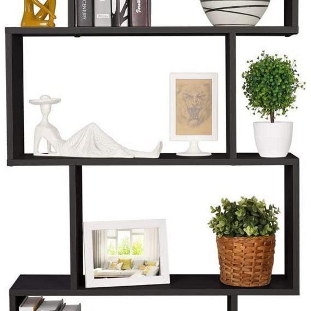 Homfa Bookshelf 6-Tier Bookcase S Shaped Bookshelf, Free Standing Display Storage Shelves Decor Furniture for Living Room Home Office