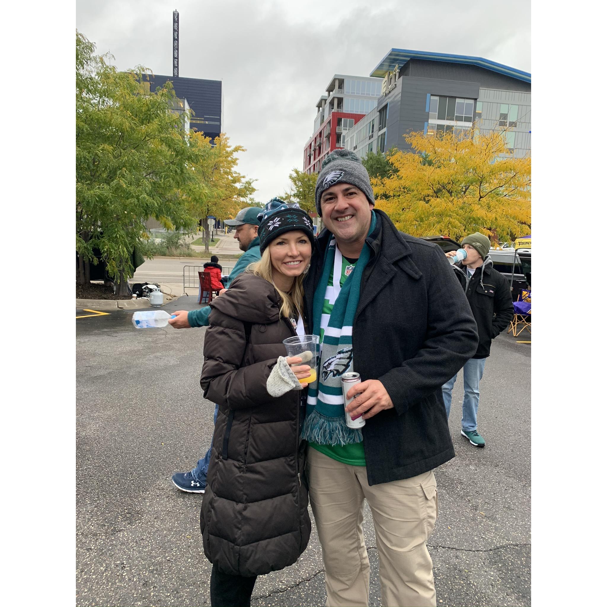 Eagles tailgate in Minnesota. Yup it was freezing.