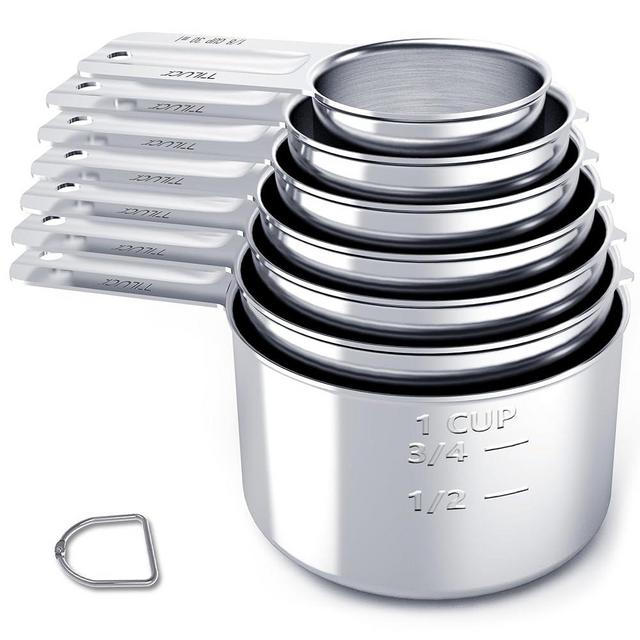 TILUCK Stainless Steel Measuring Cups Set,Kitchen Gadgets for Cooking & Baking,Set of 7 (7, Sliver)