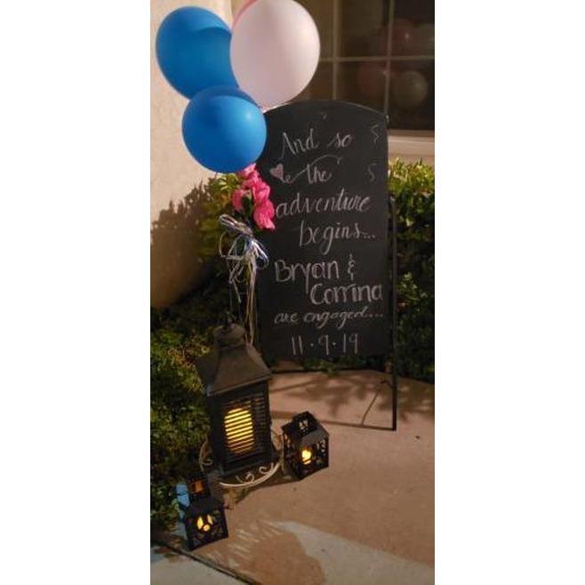 Surprise engagement party given by friends and family party at my place.