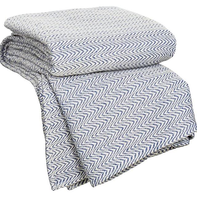 Lavish Home Chevron 100Percent Egyptian Cotton Blanket - King - Blue