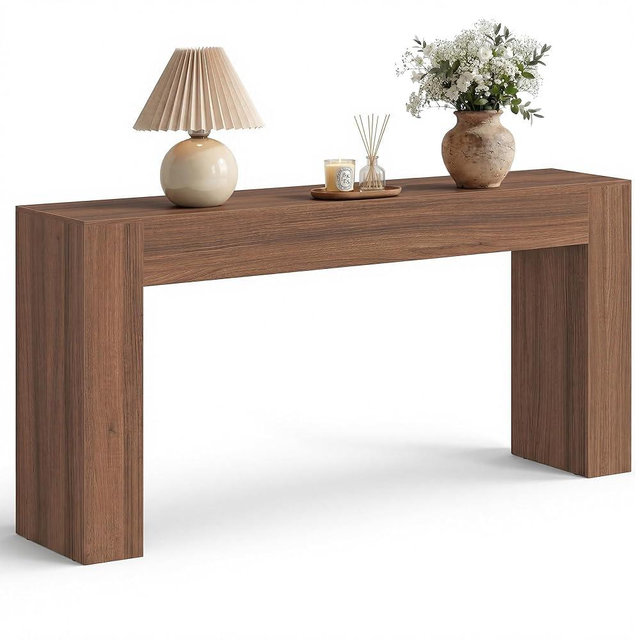 VASAGLE Entryway Table, Long Console Table, Thick Tabletop, Farmhouse Style, for Hallway, Behind the Couch, Living Room, Foyer, Easy Assembly, 11.8 x 63 x 31.5 Inches, Chestnut Brown ULNT147KX01S