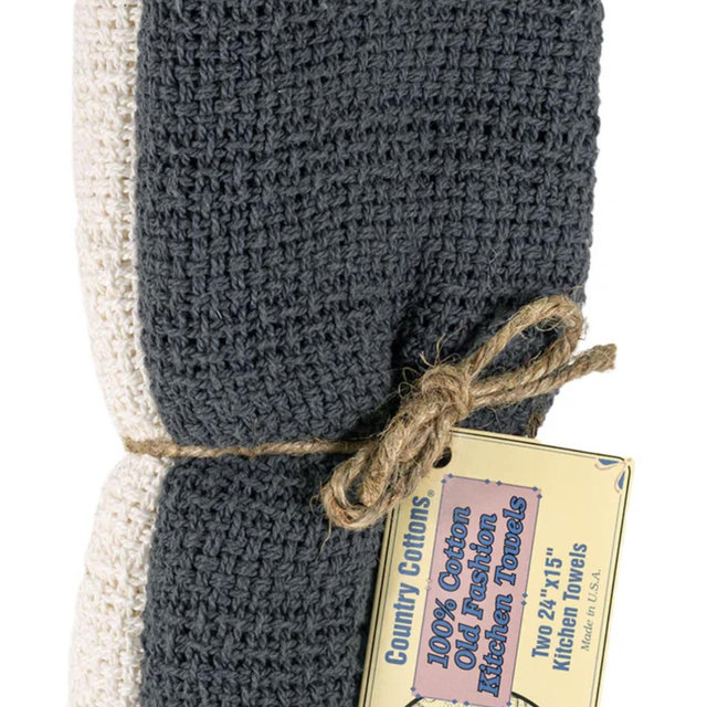 100% Cotton Kitchen Towels 24” x 15” - 1 gray & 1 Natural