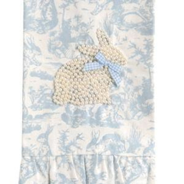 Blue Toile Bunny Pearl Towel
