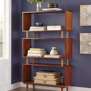 Buylateral Margo Mid Century Modern 3 Open Shelves Bookshelf