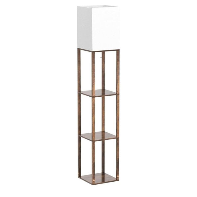 RUNTOP Floor Lamp with Shelves, Modern Shelf Lamp for Display Storage, 3 Color Temperature Wood Narrow Standing Corner Lamp with 8W Bulb for Living Room Decor, Bedroom, Office, Home Decor(Brown)