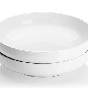 Sihai - DOWAN 10 Inch/2 Quart Porcelain Pasta/Salad Serving Bowls- 2 Packs, Shallow, White