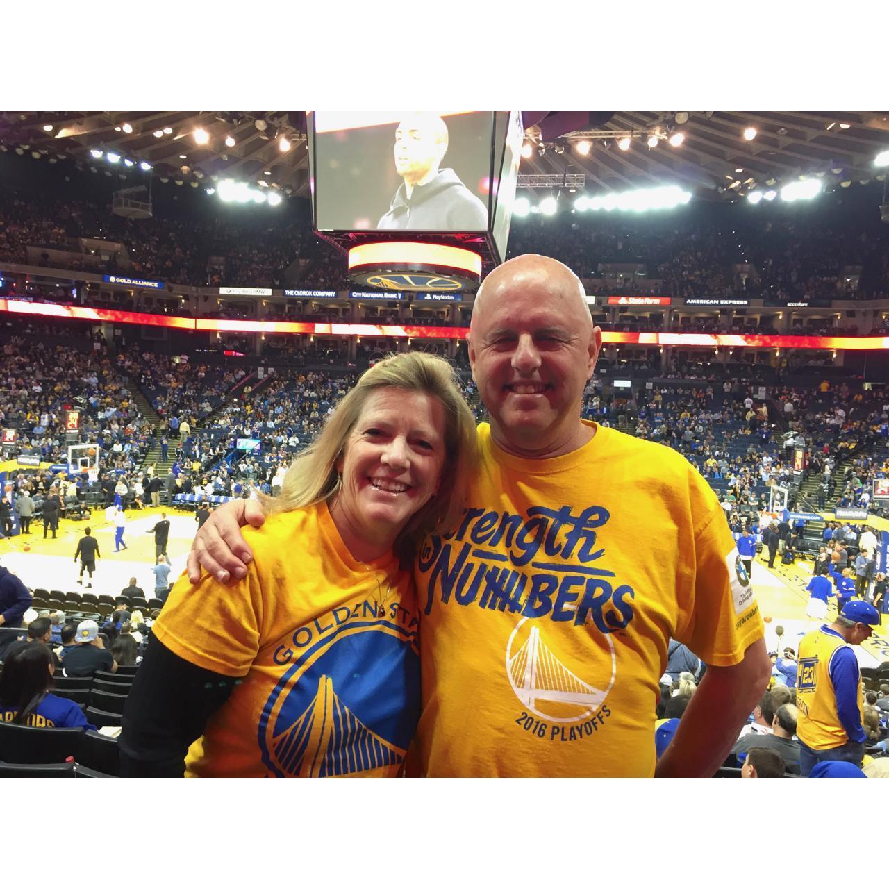 Original Warriors fan on the right