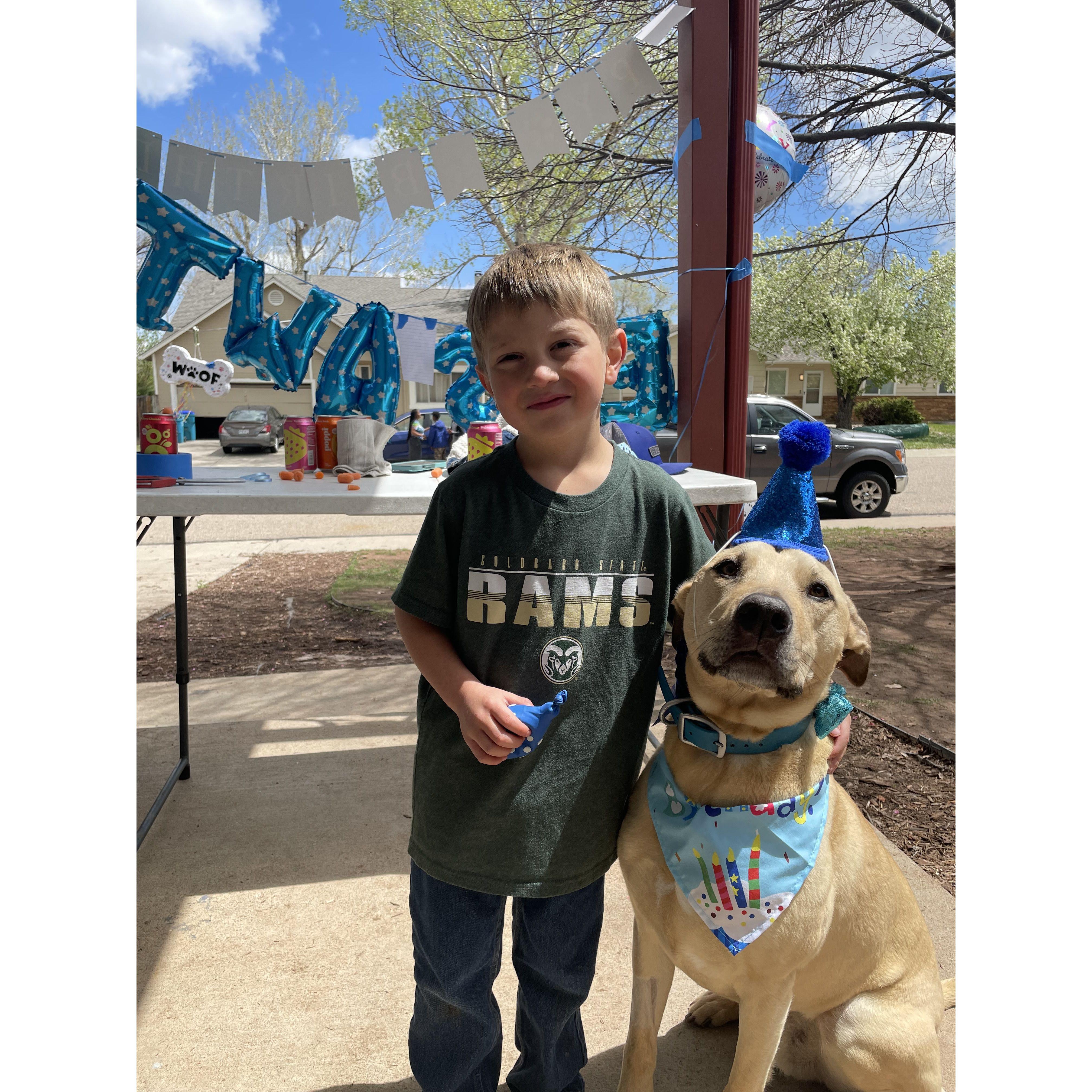 Logan and Watson at Watson's 5th Birthday Party