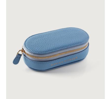 Leather Mini Oval Jewellery Box - Cornflower Blue