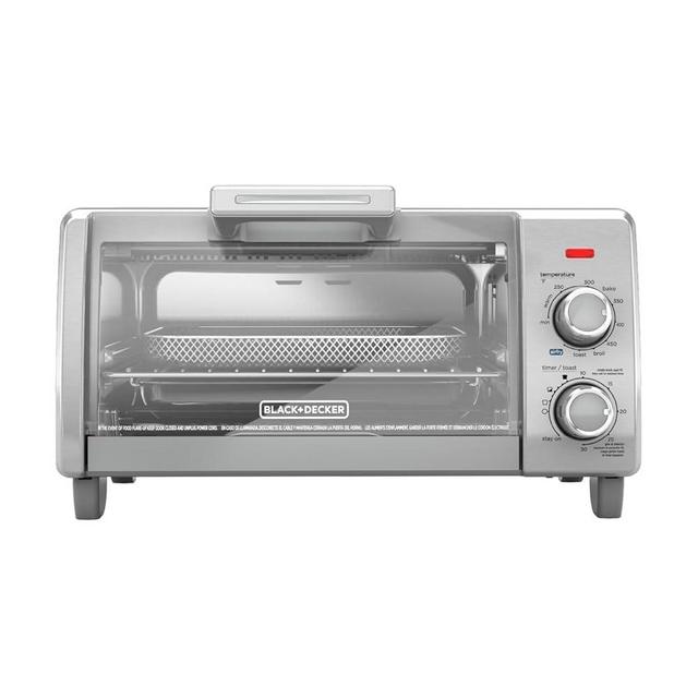 BLACK+DECKER Crisp ‘N Bake Air Fry 4-Slice Toaster Oven with Air Fry Technology Without the Fat, Two Control Knobs & 5 Cooking Functions, Even Toast Technology for Bread, Pizza & Much More