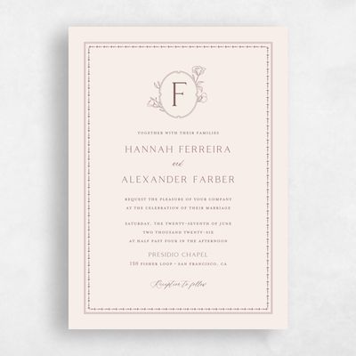 Acorn, Brown Wedding Invitation - Piran Portrait