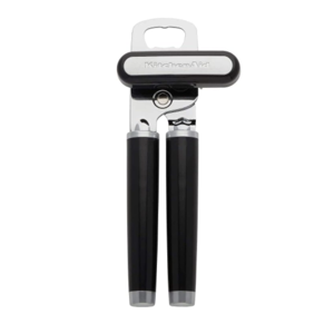 KitchenAid Classic Multifunction Can Opener and Bottle Opener Easy to Use, Razor Sharp Stainless Steel Cutting Wheel, Soft Ergonomic Handles, Black