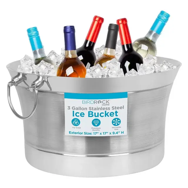 BirdRock Home Double Wall Round Beverage Tub - Stainless Steel
