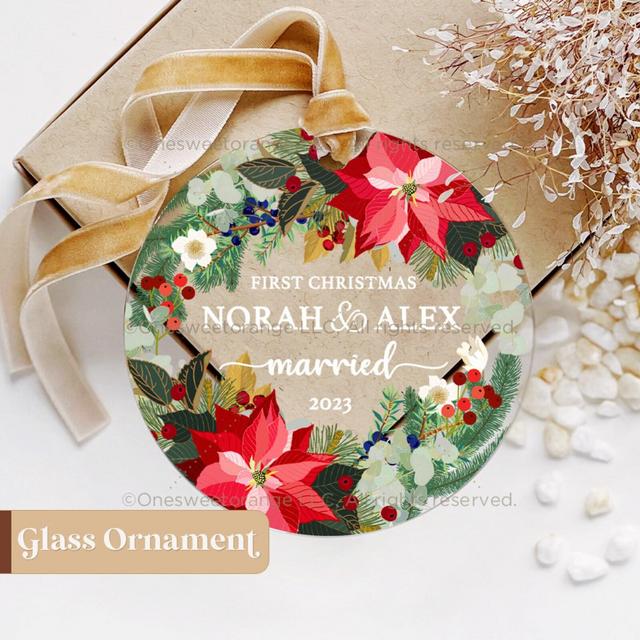Glass Ornament Gift Newlywed Gift Mr Mrs Christmas Ornament Personalized Mr Mrs Wedding Ornament Wedding Gift Keepsake Wedding Gift No.G520