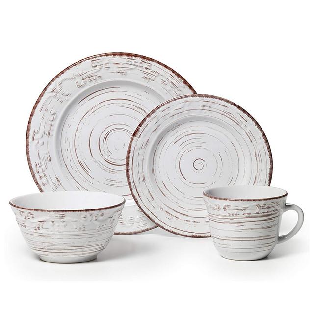 Pfaltzgraff 5217179 Trellis White 16-Piece Dinnerware Set, Service for 4