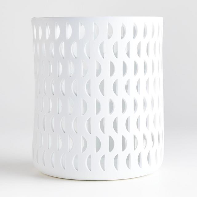 Cali Moon Medium White Hurricane Candle Holder