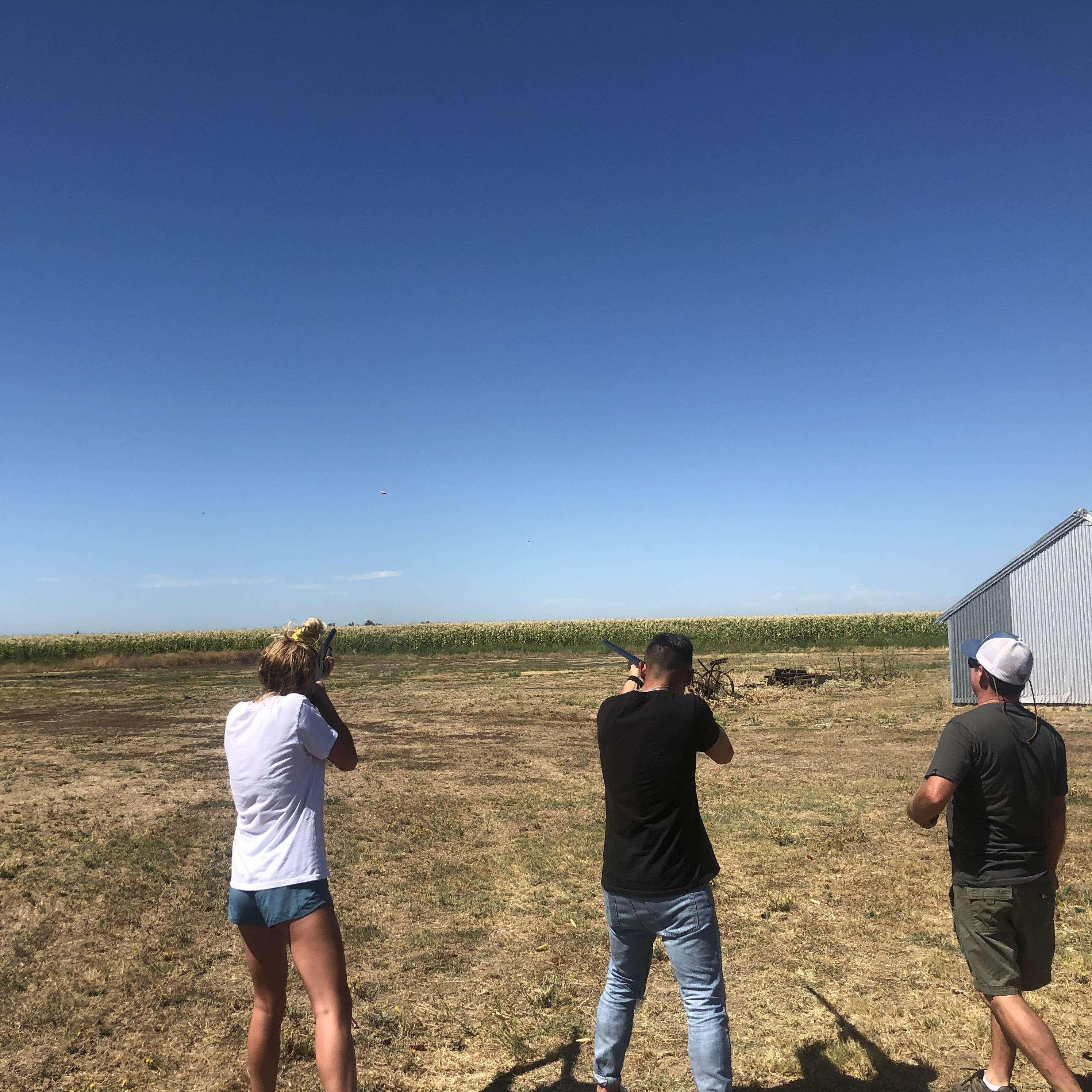 Skeet shooting at The Blattman's in Pleasant Grove, August 2019