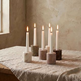 Decorative Marble Taper Candle Holder, Set of 6
