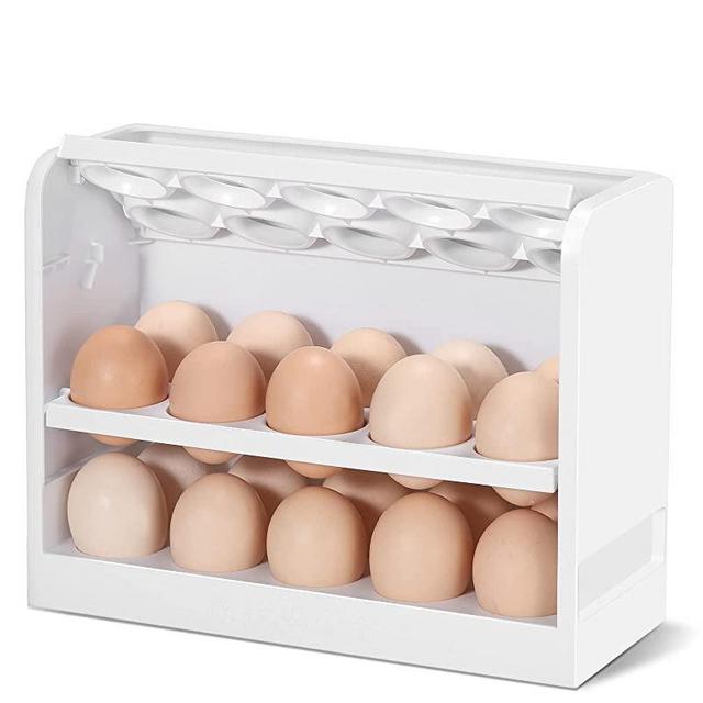 Egg Holder for Refrigerator,AYOTEE Egg Carrier Fit for Most Refrigerator Egg Storage Container Egg Organizer for Refrigerator Door 30 Eggs Space Saver