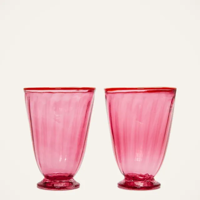 Rainbow Glass Set Of 2 Fuxia