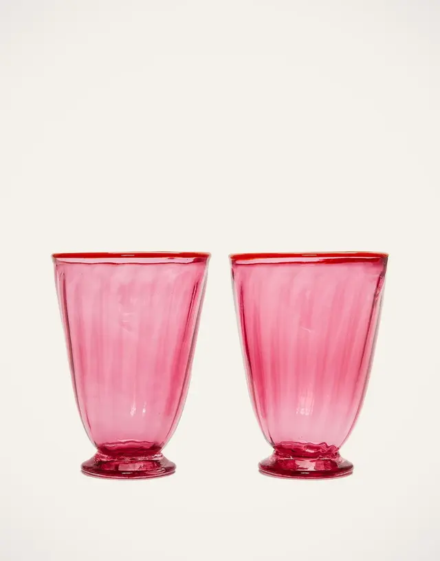 Rainbow Glass Set Of 2 Fuxia