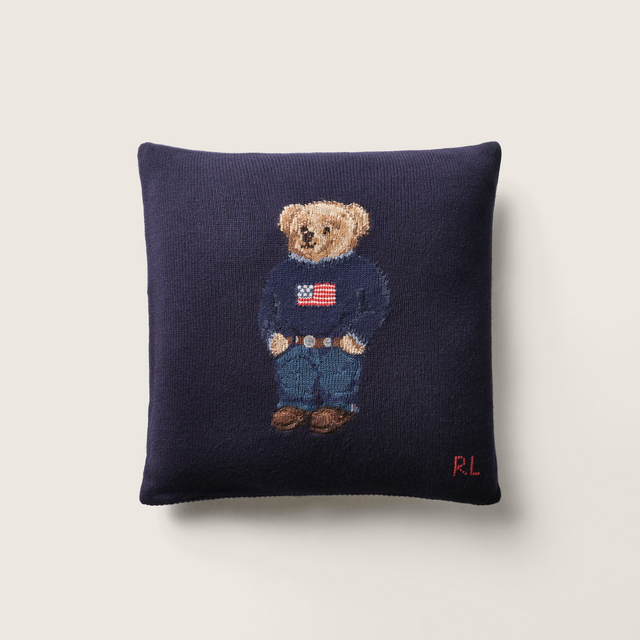 Polo Bear Wool Throw Pillow