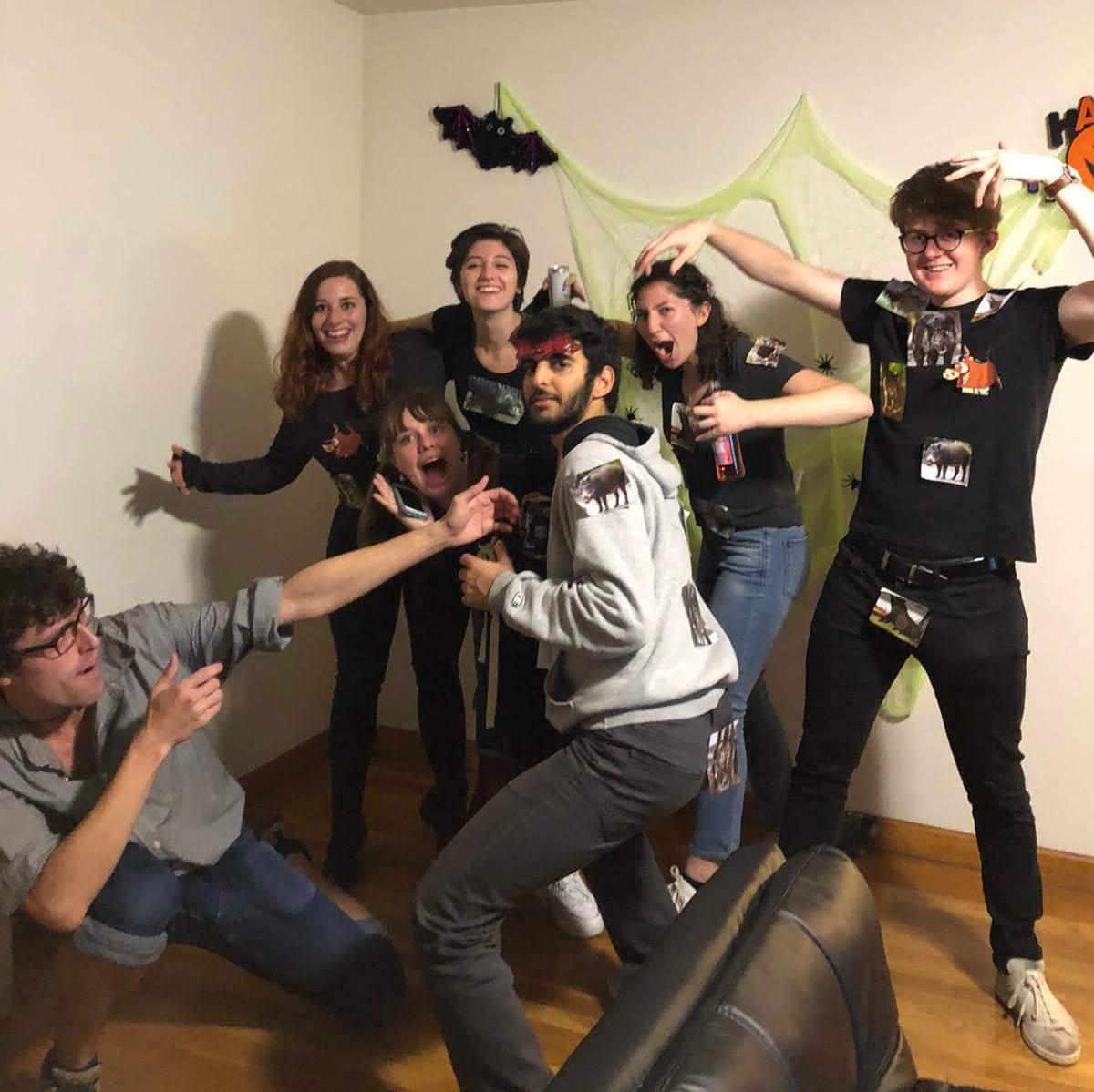 30-50 feral hogs meme for Halloween 2019 featuring Ilana's roommates (famous for their appearance as bridesmaids in the wedding) + Mohammed and Fred.