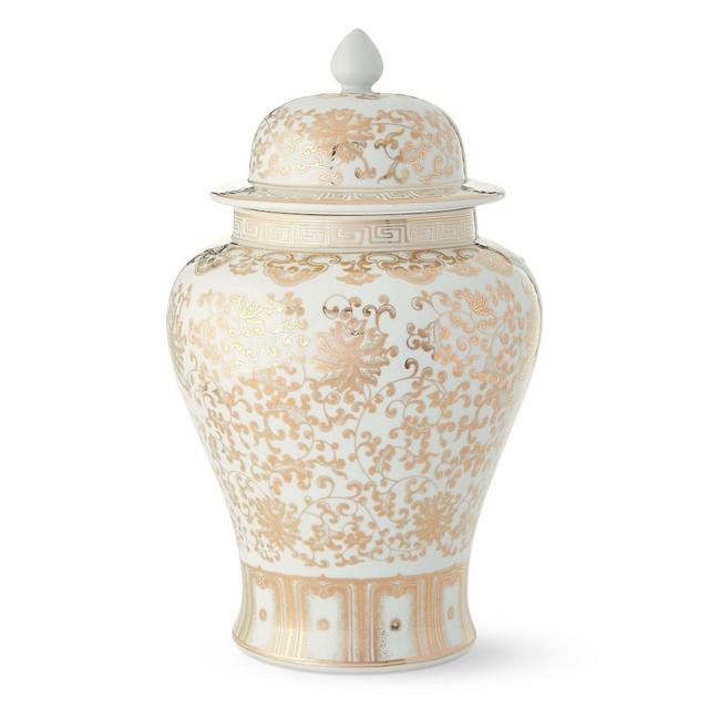 White and Gold Large Ginger Jar