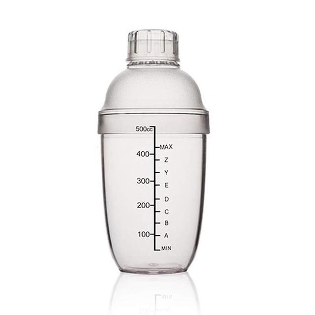 FEOOWV Plastic Cocktail Shaker,Drink Mixer Hand Shaker Cup with Scales,Transparent (1, 17 oz / 500cc)