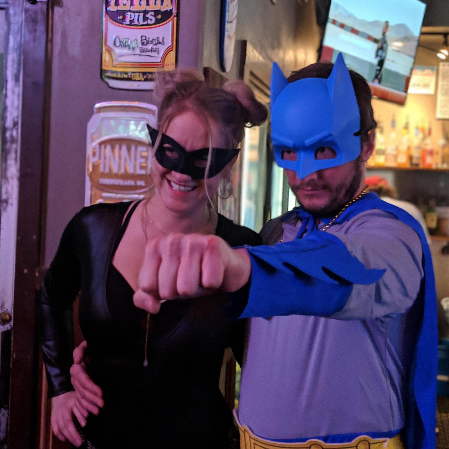 Superhero Snowdown as Catwoman and Batman in Durango, CO