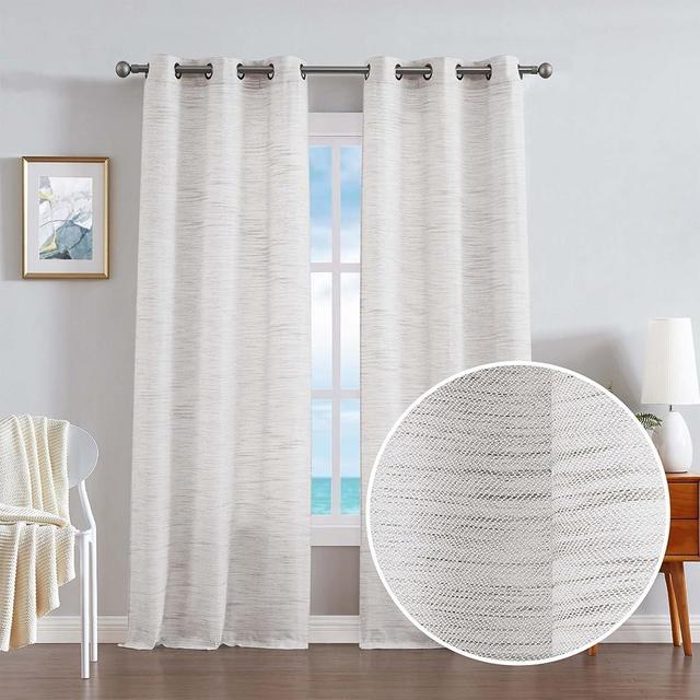 Nautica – Julius | Light Filtering Textured Curtains Window Treatment Drapes Panel Pair | Set of 2 | Light Filtering Drapes | Measures 38” x 84” | Linen