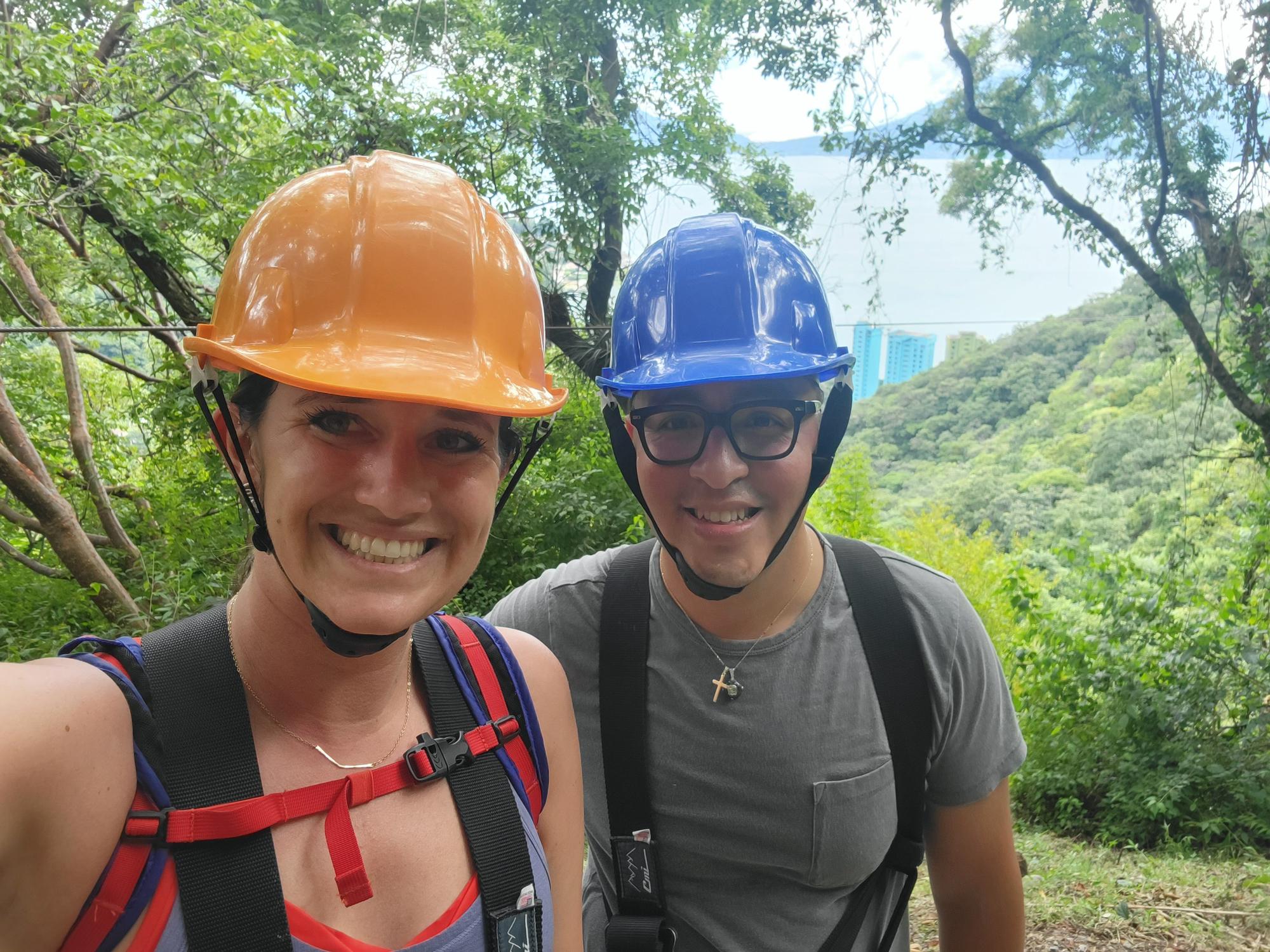 Aaron is all smiles (finally) after his first experience zip-lining in Panajachel, Guatemala.