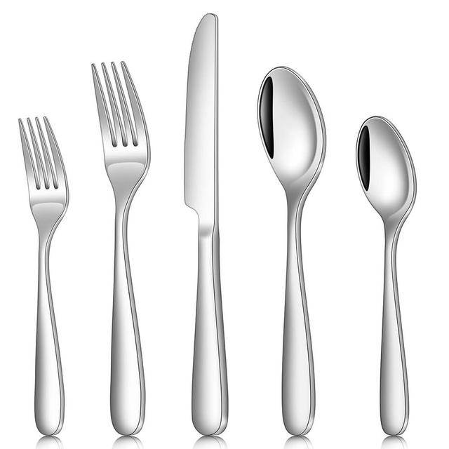Ollex Silverware Set, 40PCS Premium Stainless Steel Flatware Set Service for 8 with Spoon Fork Knife Utensil Set for Dairy Kitchen Use Dinning Cutlery Tableware Set Mirror Polished, Dishwasher Safe