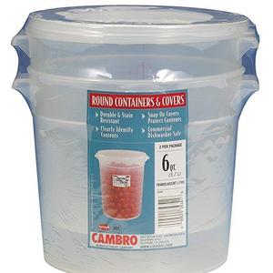 Cambro RFS6PPSW2190 6-Quart Round Food-Storage Container with Lid, Set of 2