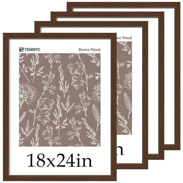 TENIBYC Picture Frame 4 Pack - Solid Wood Poster Photo Frame - Woodgrain Series - Room, Office, Gallery, Studio Display - Wall Hanging