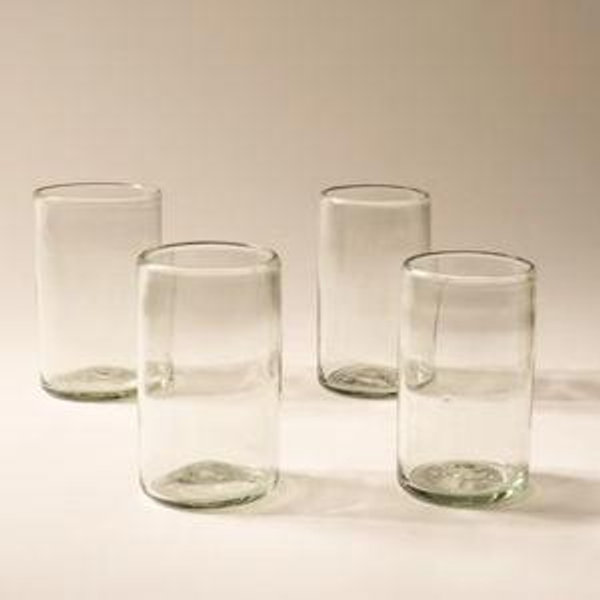 Recycled Handblown Glassware; Tall Set of 4 (Clear)