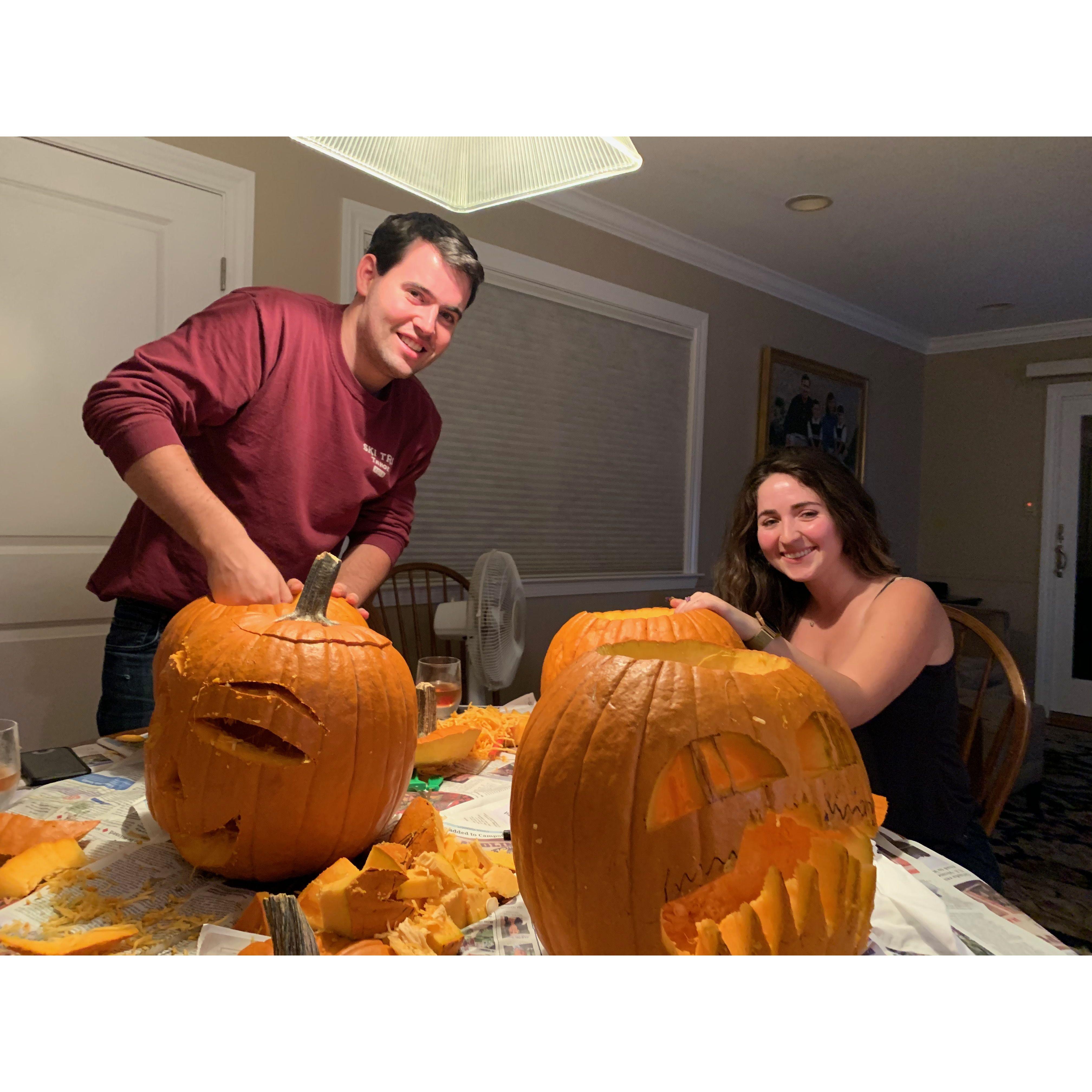 October 20, 2019 - Every year before Halloween we carve Jack-O'-Lanterns with Tyler's parents and ask an unbiased third party to vote on which one is best!