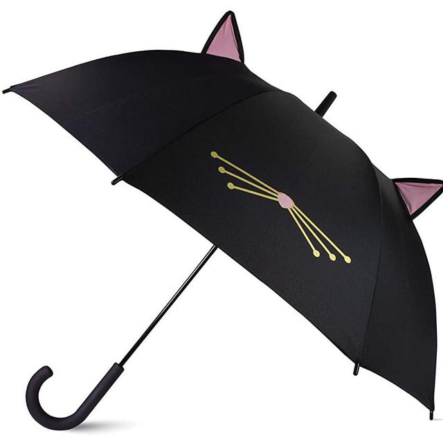 Kate Spade New York Large Lightweight Travel Umbrella, Black Cat