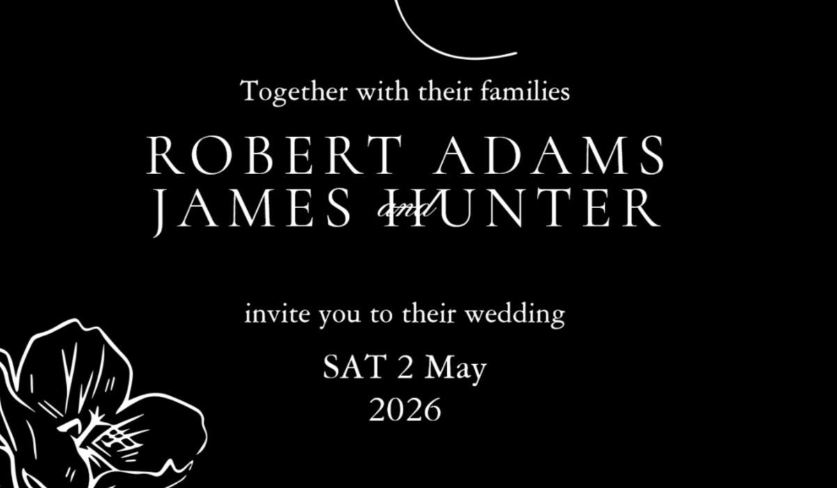 The Wedding Website of Robert Adams and James Hunter
