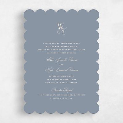 Dusty Blue Wedding Invitation - Lux Portrait