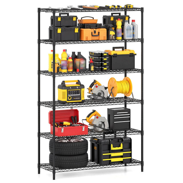 Costway 6-Tier Metal Storage Shelving Unit w/V-Shaped Wire Rack for Home Kitchen Garage