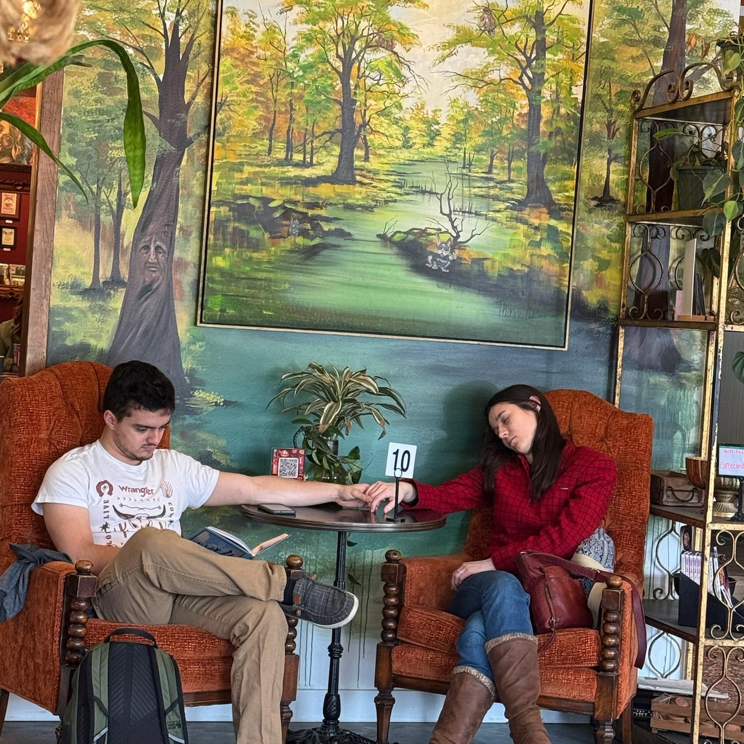 Stopped at a coffee shop while searching for wedding venues