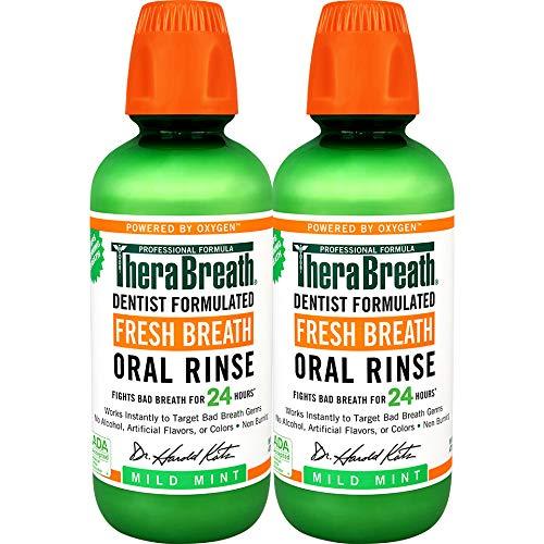 TheraBreath Fresh Breath Oral Rinse, Mild Mint, 16 Ounce Bottle (Pack of 2)
