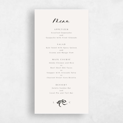 Beige Standard Wedding Menu - Quinn