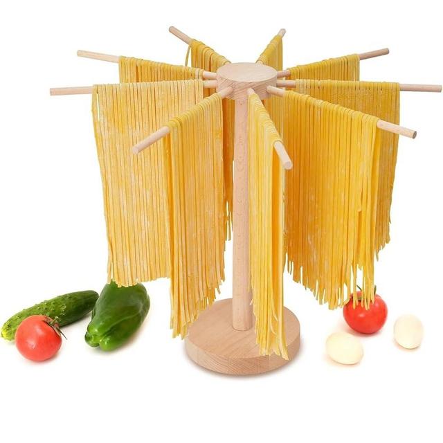 Pasta Drying Rack Wood, Large Pasta Drying Rack Collapsible, Household Noodle Dryer Hanger Stand for Fresh Pasta and Cooking (Beech Wood)